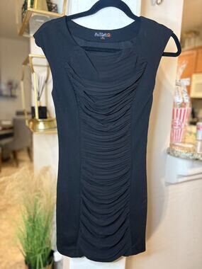 G by Guess Black Ruched Bodycon Mini Dress Size XS 00-2